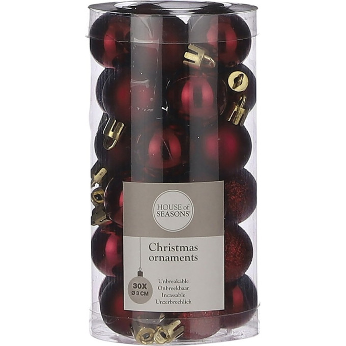 Набор шаров HOUSE OF SEASONS, Ø 3см, 30 шт., бордовый 84853